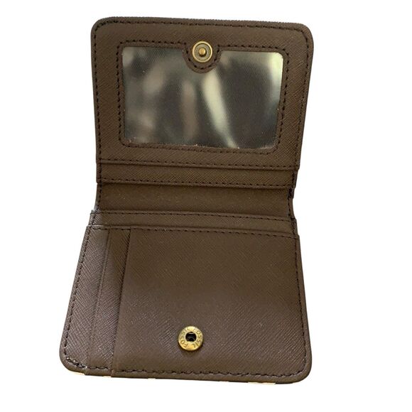 VTG Fossil Geometric Leather Bi-fold Wallet Snap & Up Zip Coin Card Slots White - Picture 9 of 16